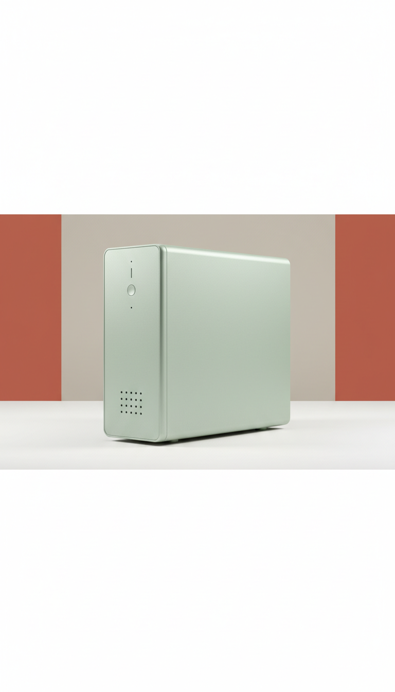 Minimalist pale sage aluminum workstation case