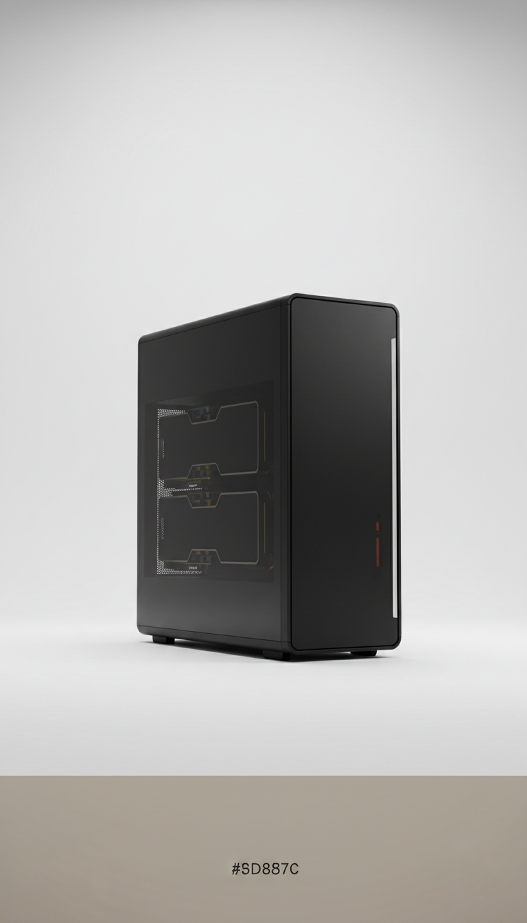 Dual-GPU matte black AI desktop workstation